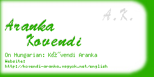 aranka kovendi business card